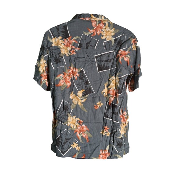 FIRST WAVE Men's Short Sleeve Button Down Floral Rayon Shirt Gray Size 18 - Picture 3 of 5